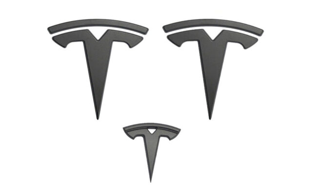 Set embleme negru mat (capota / portbagaj / volan) Tesla Model Y